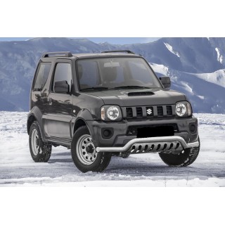 PARE BUFFLE-SUZUKI-JIMNY-2012-2018 HOMOLOGUE INOX - PROTECTION BASSE- PLAQUE