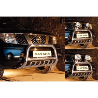 PARE BUFFLE-NISSAN-NAVARA-D40-2005-2009- HOMOLOGUE INOX - GRILLE