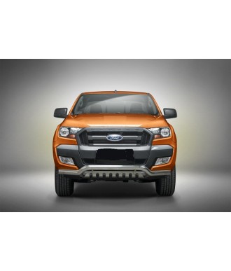 PARE BUFFLE-FORD-RANGER-2015-2018- HOMOLOGUE INOX - PROTECTION BASSE - PLAQUE