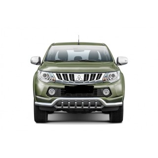 PARE BUFFLE-MITSUBISHI-L-200-2015-2018 HOMOLOGUE INOX - PROTECTION BASSE - GRILLE