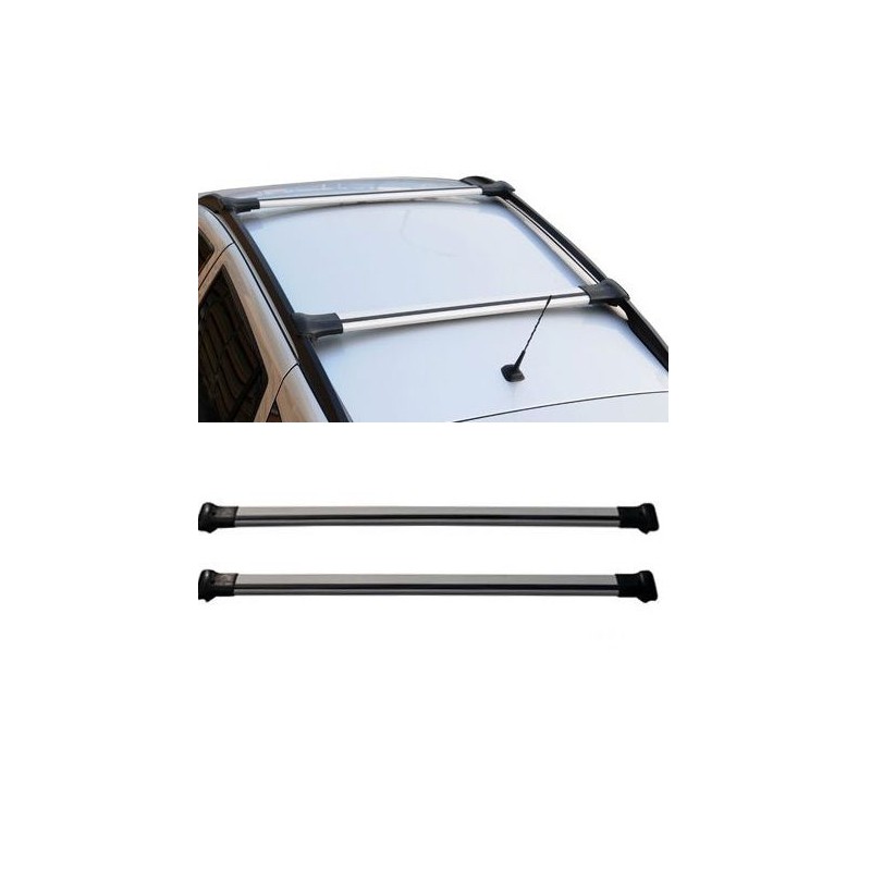 Cross Auto Accessories-Barres De Toit Compatibles Avec Fiat Fiorino/Qubo 2007-2023 Barres Transversales De Aluminium 2 Pcs Gris