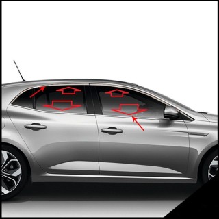 Baguette Fenetre RENAULT MEGANE 2017 AUJOURD'HUI INOX CHROME 12 PIECES - Access Auto 4x4