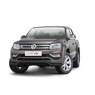 PARE BUFFLE-VOLKSWAGEN-AMAROK-2017-AUJOURD'HUI- HOMOLOGUE INOX NOIR  - PROTECTION BASSE