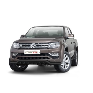 PARE BUFFLE-VOLKSWAGEN-AMAROK-2017-AUJOURD'HUI*-HOMOLOGUE INOX NOIR - PROTECTION BASSE