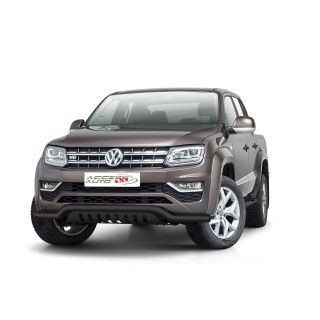 PARE BUFFLE-VOLKSWAGEN-AMAROK-2017-AUJOURD'HUI-HOMOLOGUE INOX - PROTECTION BASSE - PLAQUE