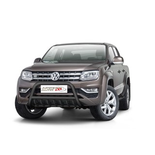 PARE BUFFLE-VOLKSWAGEN-AMAROK-2017-AUJOURD'HUI HOMOLOGUE INOX NOIR  - GRILLE