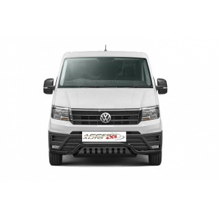 PARE BUFFLE-VOLKSWAGEN-CRAFTER-2017-AUJOURD'HUI- HOMOLOGUE INOX NOIR - PROTECTION BASSE - PLAQUE