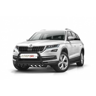 PARE BUFFLE-SKODA-KODIAQ-2017-AUJOURD'HUI HOMOLOGUE - INOX NOIR PLAQUE 