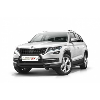 PARE BUFFLE-SKODA-KODIAQ-2017-AUJOURD'HUI- HOMOLOGUE INOX NOIR - BARRE DE RENFORT