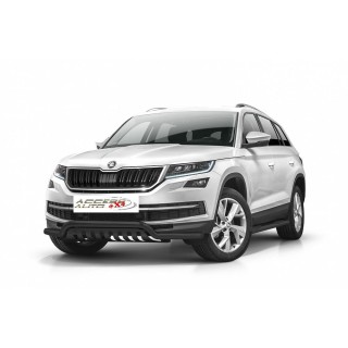 PARE BUFFLE-SKODA-KODIAQ-2016-AUJOURD'HUI HOMOLOGUE INOX NOIR Protection Basse