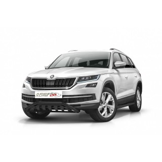 PARE BUFFLE-SKODA-KODIAQ-2016-AUJOURD'HUI-HOMOLOGUE INOX NOIR Protection Basse-Plaque