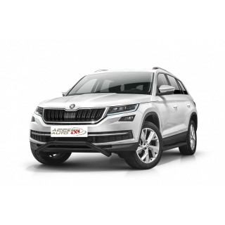 PARE BUFFLE-SKODA-KODIAQ-2016-AUJOURD'HUI-HOMOLOGUE INOX NOIR Protection Basse