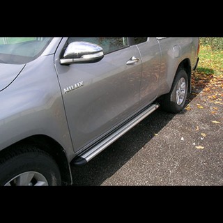 marche pieds-TOYOTA-HI-LUX-EXTRA-CABINE-2015-AUJOURD'HUI Aluminium PLAT GRIS