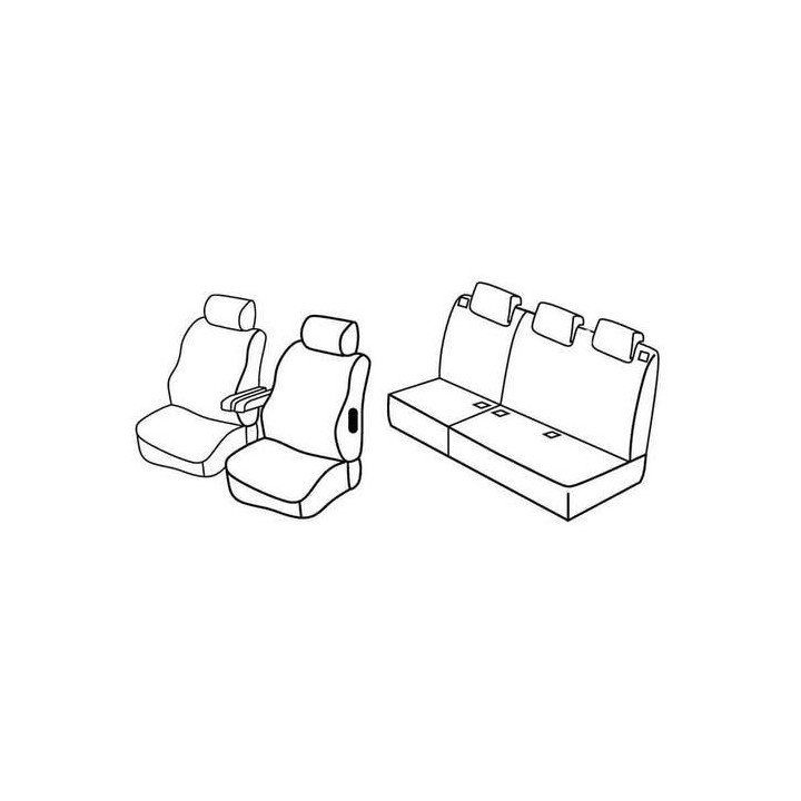 Housses De Siège Sur Mesure Pour Peugeot Partner II Van (2008-2019) - Tissu Velours Et Simili Cuir - Compatibles Airbags