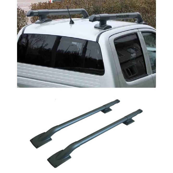 Barres De Toit Longitudinales VW Amarok 2022-2025 Double Cab - Aluminium Gris - Fixation Points Fixes - Aérodynamiques
