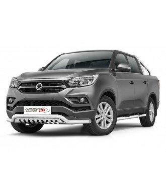 PARE BUFFLE-SSANGYONG-MUSSO-2018-AUJOURD'HUI HOMOLOGUE -INOX Protection Basse-Plaque
