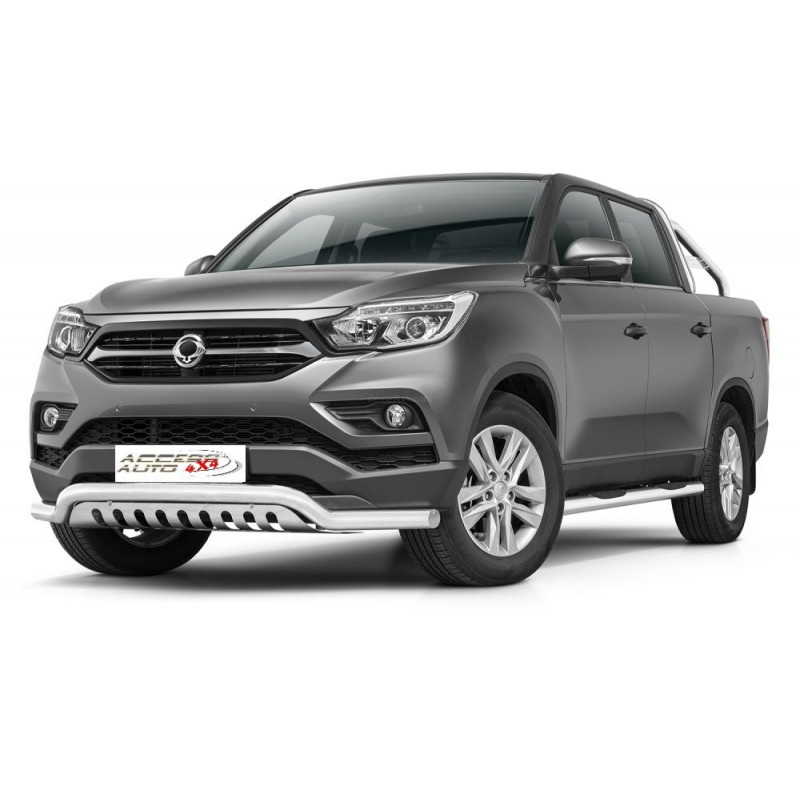 PARE BUFFLE-SSANGYONG-MUSSO-2018-AUJOURD'HUI HOMOLOGUE -INOX Protection Basse-Plaque
