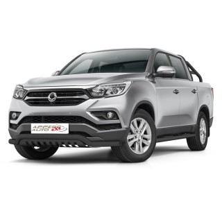 PARE BUFFLE-SSANGYONG-MUSSO-2018-AUJOURD'HUI-HOMOLOGUE INOX NOIR Protection Basse-Plaque