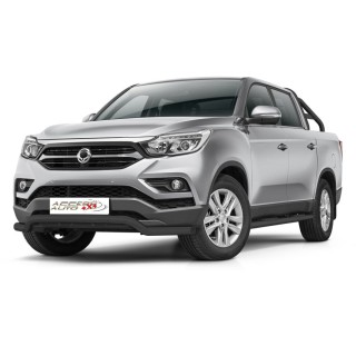 PARE BUFFLE-SSANGYONG-MUSSO-2018-AUJOURD'HUI HOMOLOGUE-INOX Protection Basse NOIR  70mm