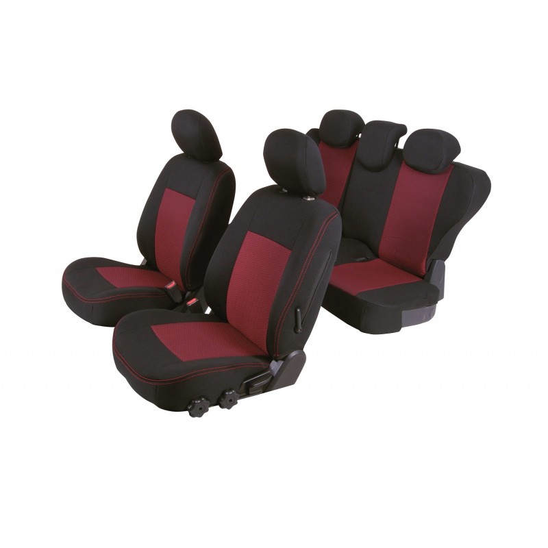 Ensemble Housses De Siege Tissu Cuir ECO Rouge Dossier Divise pour VW Jeep  Audi