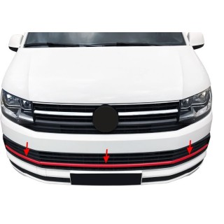 Element Grille Calandre Inferieure-VOLKSWAGEN-T6-HIGHLINE-2015-2019 INOX ROUGE 3 PIECES