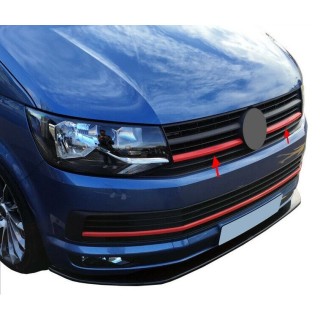 Element Grille Calandre-VOLKSWAGEN-T6-HIGHLINE-2015-2019 INOX ROUGE 2 PIECES