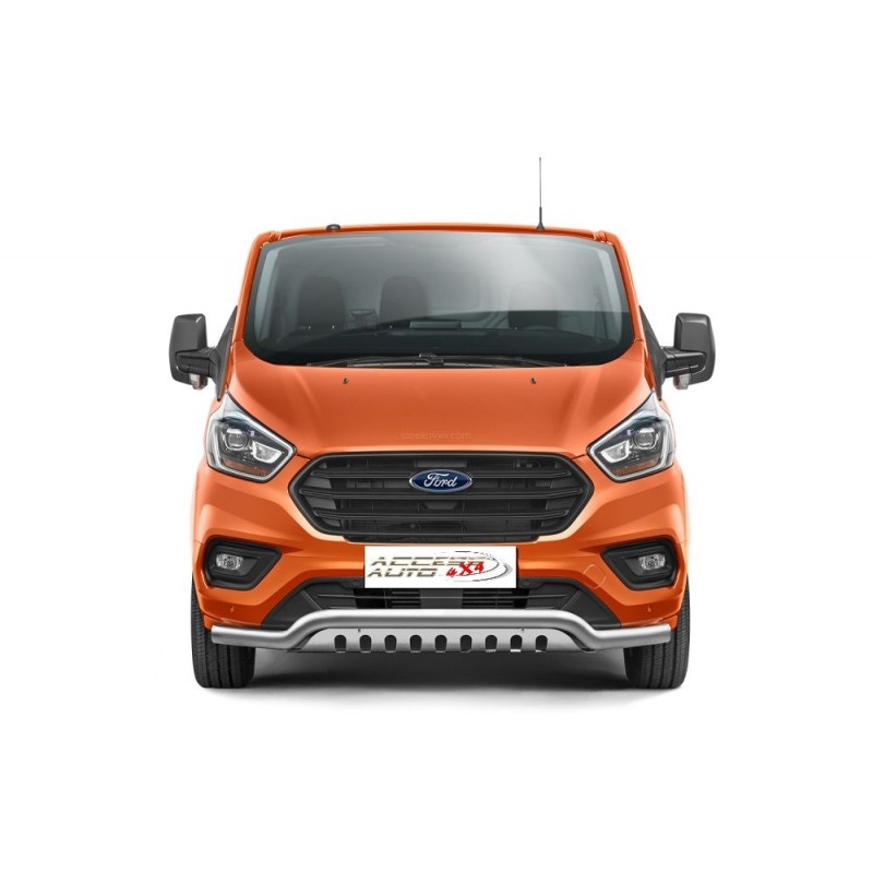 PARE BUFFLE-FORD-TRANSIT-CUSTOM-2018-AUJOURD'HUI-HOMOLOGUE INOX Protection Basse- Grille