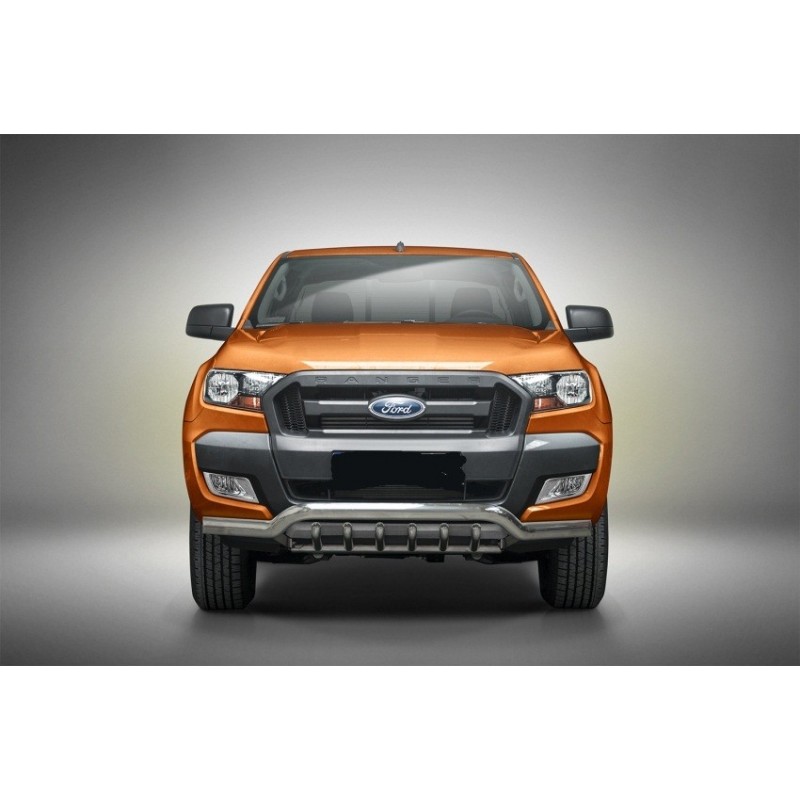 PARE BUFFLE-FORD-RANGER-2019-AUJOURD'HUI-HOMOLOGUE INOX  NOIR - PROTECTION BASSE- GRILLE