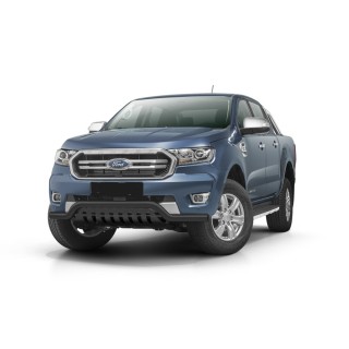 PARE BUFFLE-FORD-RANGER-2019-AUJOURD'HUI-HOMOLOGUE INOX NOIR - PROTECTION BASSE - PLAQUE