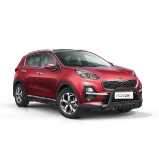 PARE BUFFLE-KIA-SPORTAGE-2018-AUJOURD'HUI-HOMOLOGUE INOX NOIR-PLAQUE