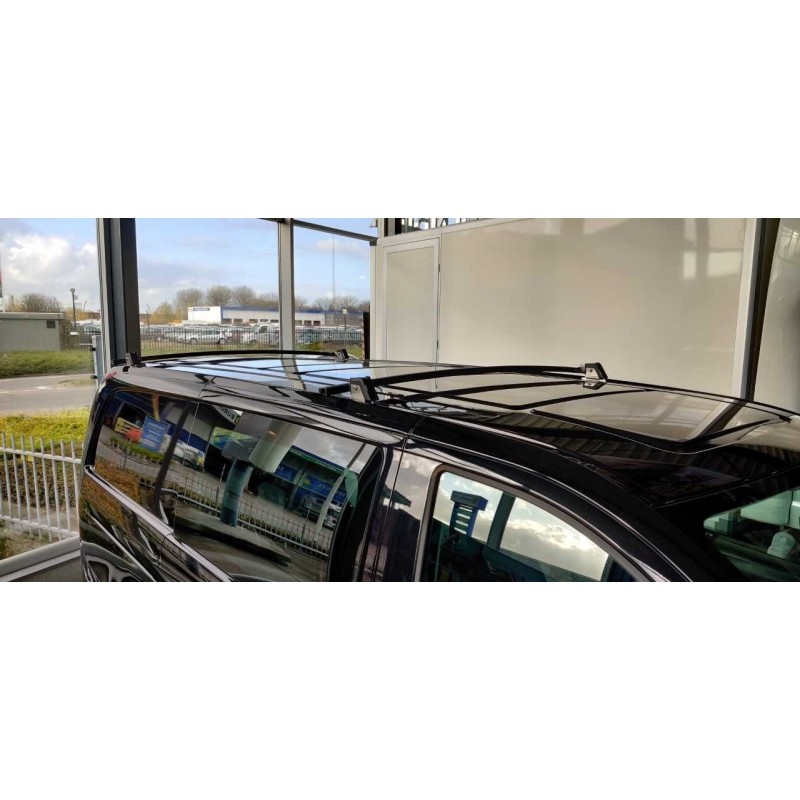 Barres De Toit Transversales Aluminium Noir Pour Opel Vivaro 2014-2024 | Capacité 75 Kg | Pour Rails Surélevés | Aérodynamique & Facile à Monter