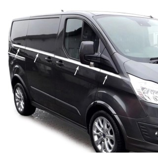 Baguette fenetre-FORD-TRANSIT-CUSTOM-2012-AUJOURD'HUI-LONG-INOX CHROME 8 PIECES