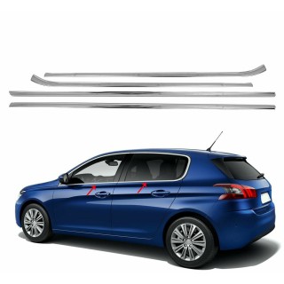 Baguette fenetre PEUGEOT 308 Berline 5 portes 2014-2021 INOX CHROME 4 PIECES