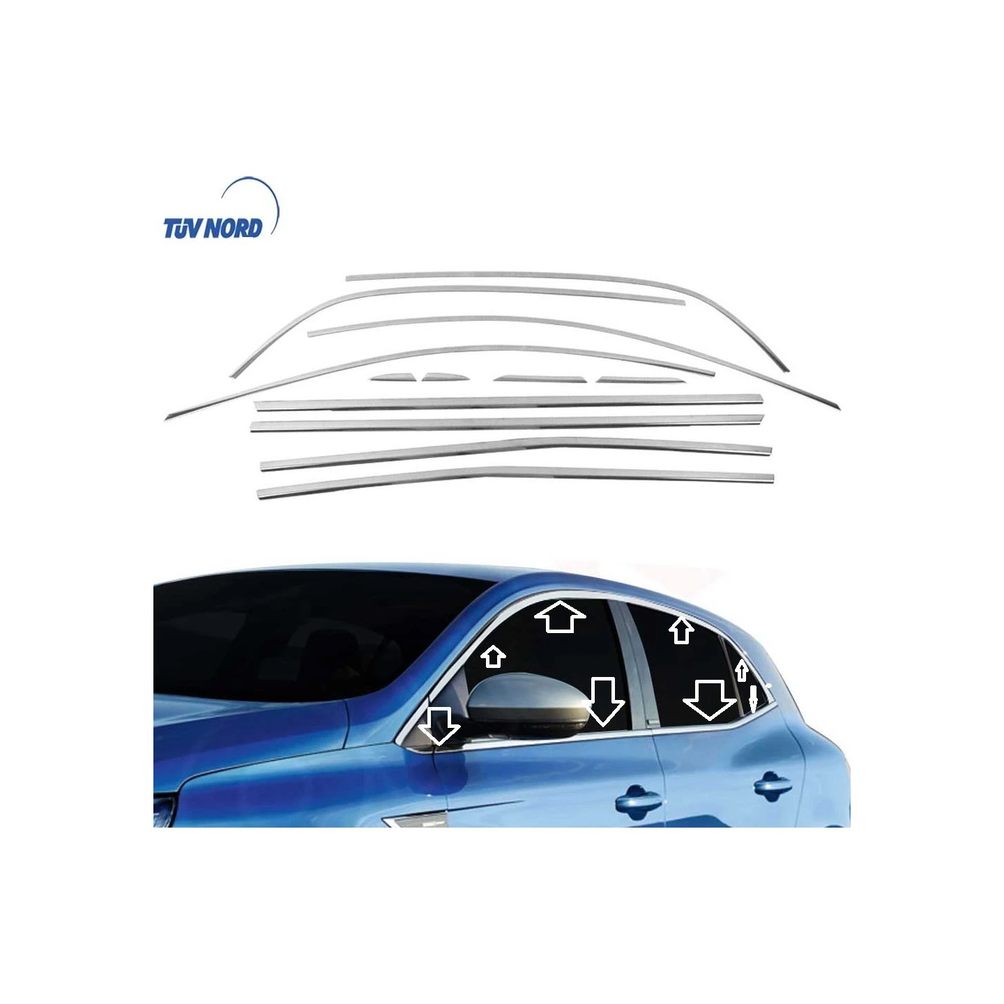 FINAO AUTOPARTS Baguette Chrome Aile Avant Gauche Pour Renault Megane IV