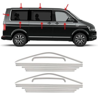 Baguette Fenetre-VOLKSWAGEN-T5-COURT-2003-2015-INOX CHROME 14 PIECES 1 X PORTE LATERALE