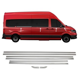 Baguette Fenetre-VOLKSWAGEN-CRAFTER-MOYEN-L2-2017-AUJOURD'HUI-INOX CHROME 8 PIECES