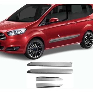 Baguette de porte-FORD TRANSIT COURIER-2014-AUJOURD'HUI-INOX CHROME 4 PIECES