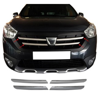 Element-Grille Calandre-DACIA-DOKKER-2012-AUJOURD'HUI-INOX CHROME 4 PIECES