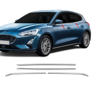 baguette de Fenetre-FORD FOCUS 5 PORTES 2018-AUJOURD'HUI INOX CHROME 4 PIECES