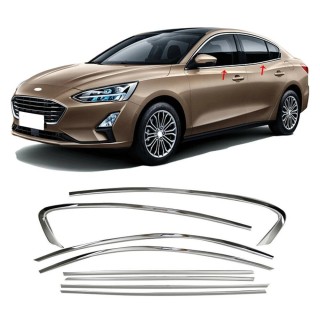 baguette de Fenetre-FORD FOCUS 5 PORTES 2018-AUJOURD'HUI INOX CHROME 8 PIECES