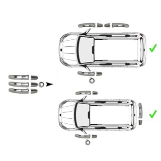 Couvre Poignées Portes FORD TRANSIT CUSTOM-2012-AUJOURD'HUI-3 PORTES - INOX 7 PIECES