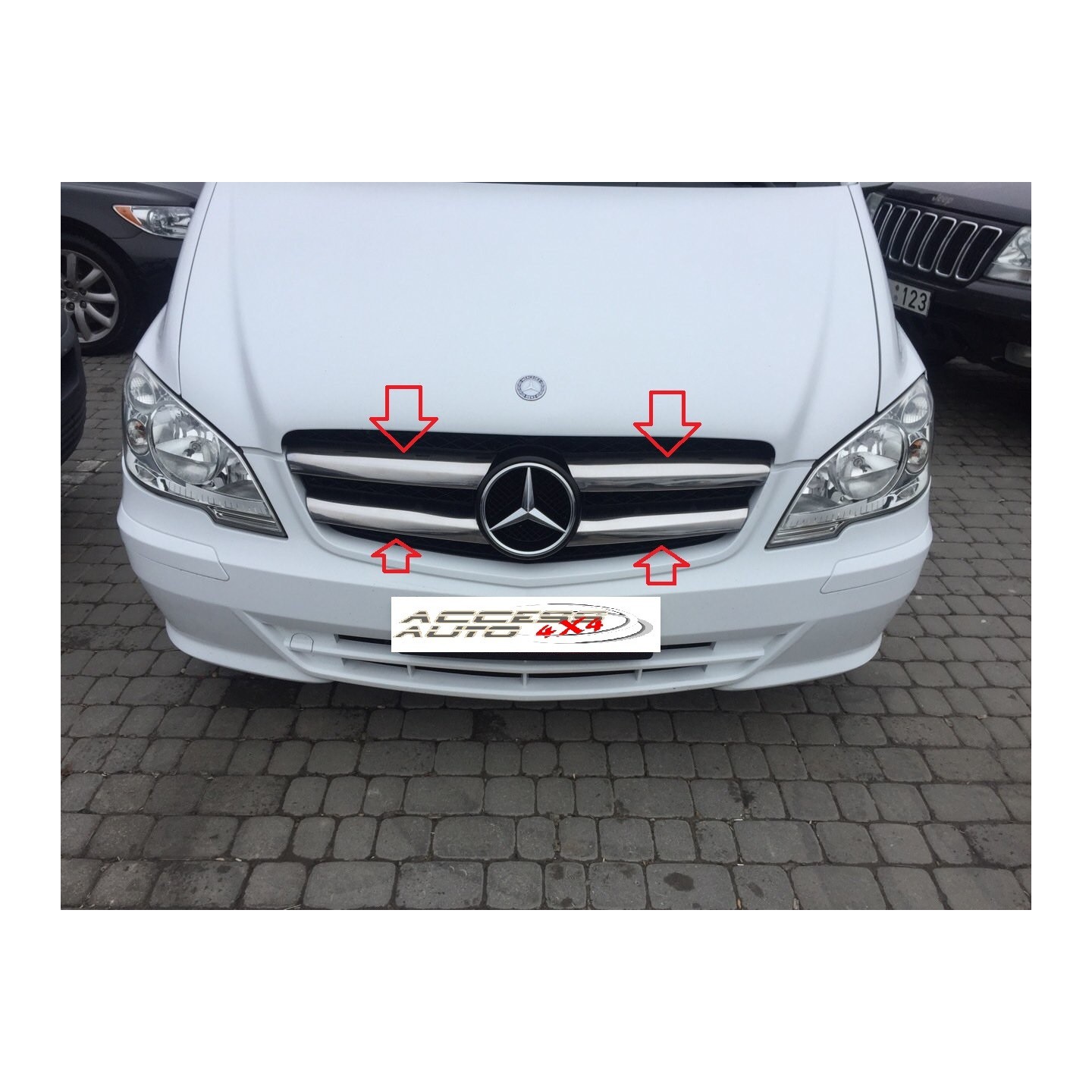 Calandre Avant Diamant Noir Chromé Pour Mercedes Vito Et Viano (2010 à 2014) - Neuf