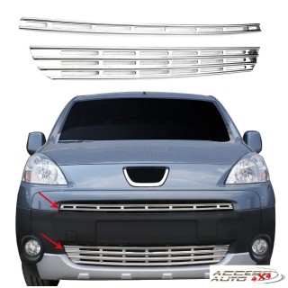 element grille de calandre-PEUGEOT PARTNER TEPEE-2008-2015 INOX CHROME 2 PIECES