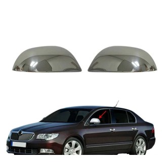 Couvre Retroviseurs SKODA OCTAVIA 2009 - 2013 INOX CHROME 2 PIECES