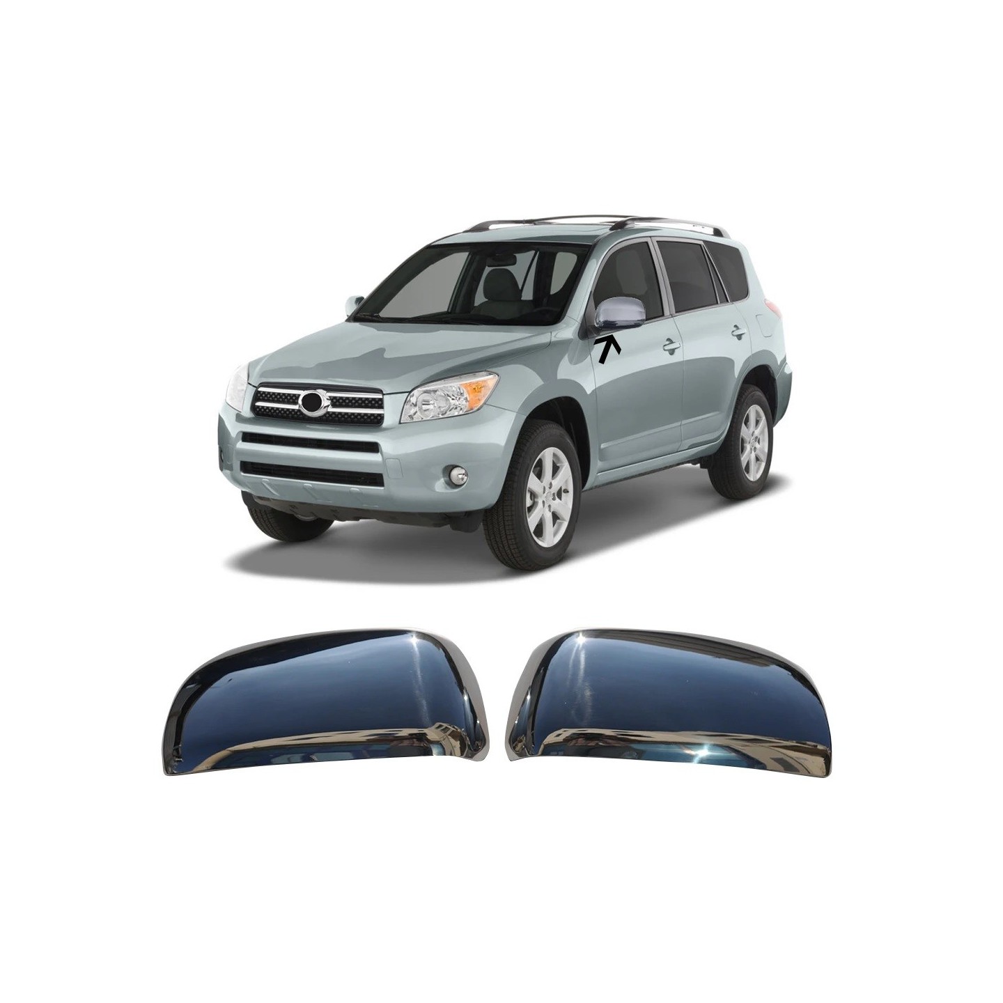 Coque De Rétroviseur Pour Toyota RAV4 2013-2019 - Noir ABS, Clipser, Compatible Références 87945-42160 / 87915-42160 - 5