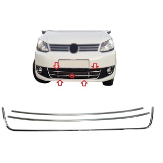 Element Grille Calandre Inferieure-VOLKSWAGEN-CADDY-2010-2015-INOX CHROME 3 PIECES