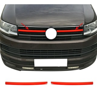 Element Grille Calandre-VOLKSWAGEN-T6-HIGHLINE-2015-2019 INOX ROUGE 2 PIECES