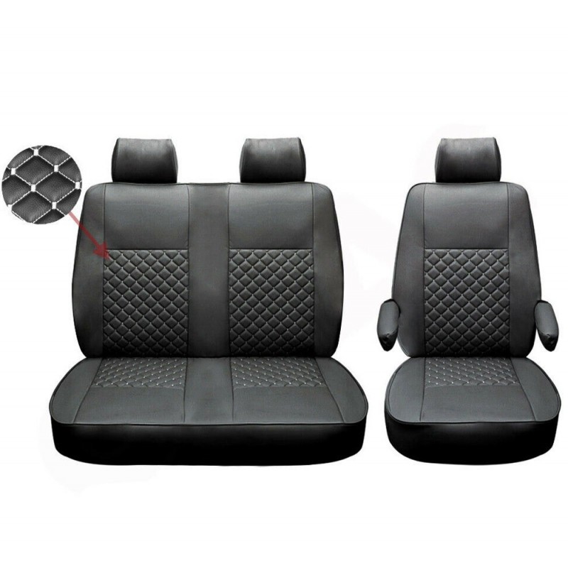 Housses de siège en cuir véritable et similicuir pour Volkswagen, ensemble  de housses de siège automobile