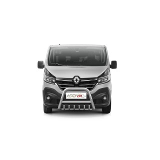 PARE BUFFLE-RENAULT TRAFIC -2019-AUJOURD'HUI-HOMOLOGUE INOX 70 - 60mm - grille