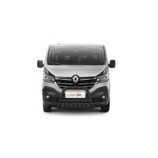 PARE BUFFLE-RENAULT TRAFIC -2019-AUJOURD'HUI-HOMOLOGUE INOX NOIR 70 - 60mm - Plaque